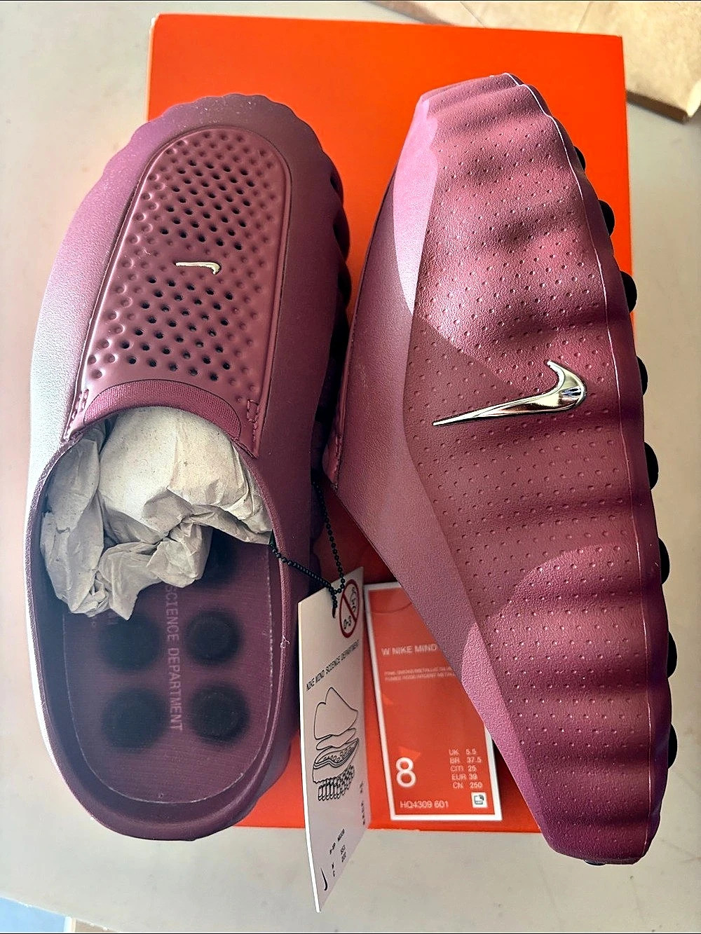 Nike Mind Slides in Purple US 8 NWT